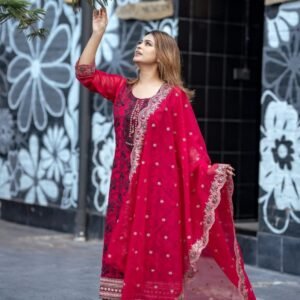 Indian shiffon 4 part red colour