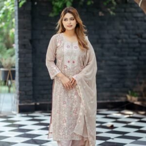 Indian shiffon 4 part cream colour